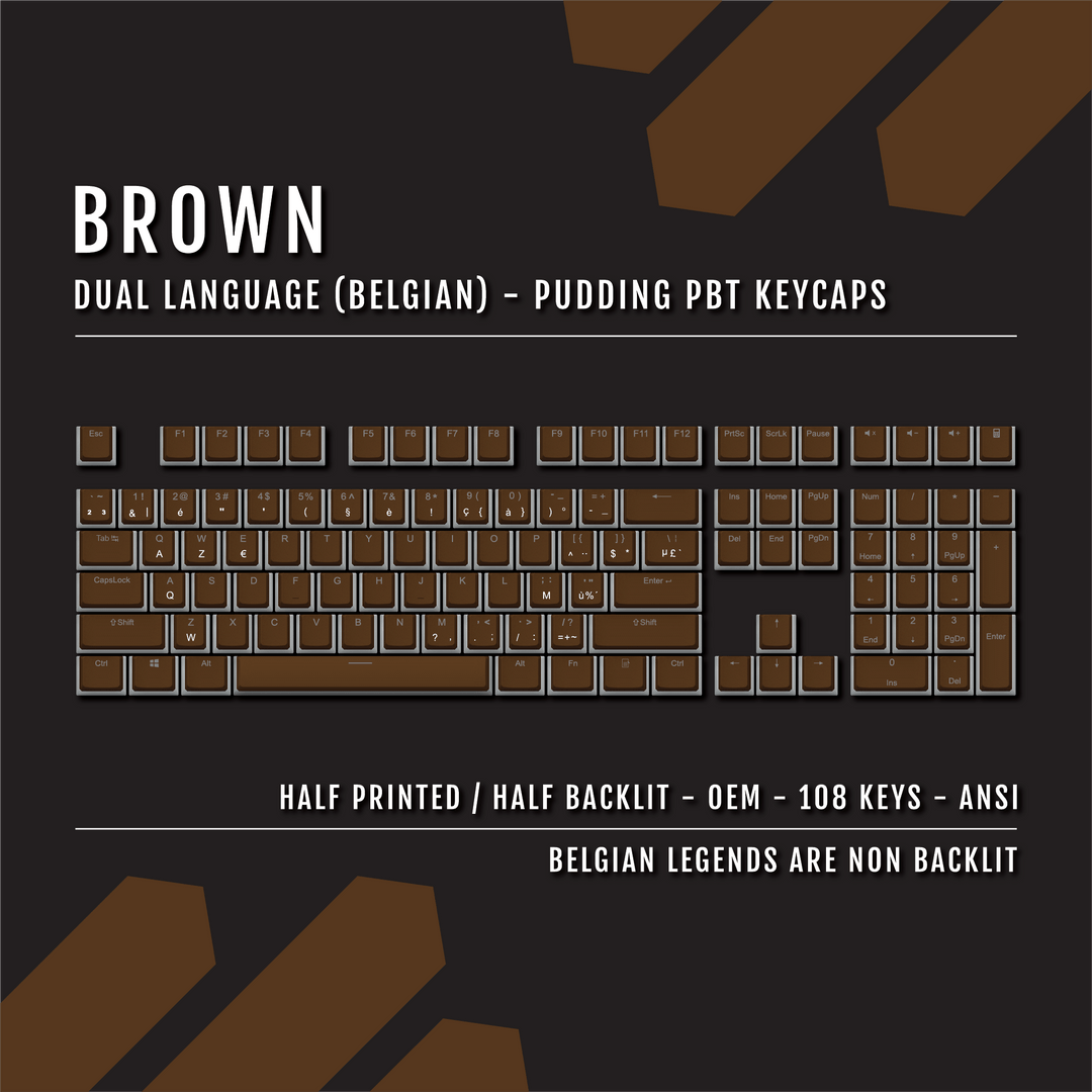 Brown Belgian Dual Language PBT Pudding Keycaps