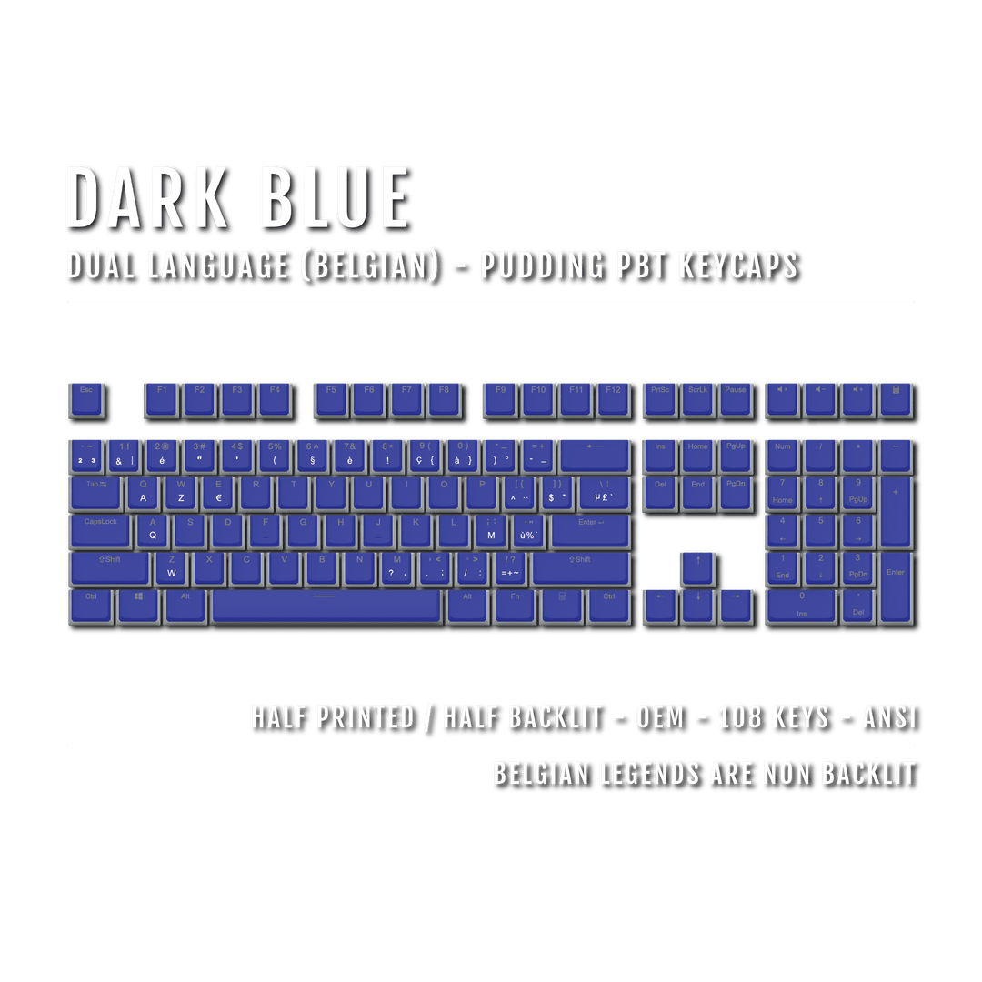 Dark Blue Belgian Dual Language PBT Pudding Keycaps