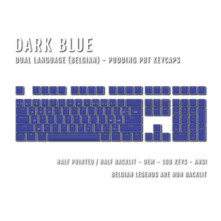 Dark Blue Belgian Dual Language PBT Pudding Keycaps