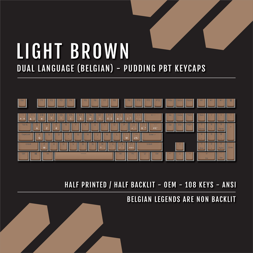 Light Brown Belgian Dual Language PBT Pudding Keycaps