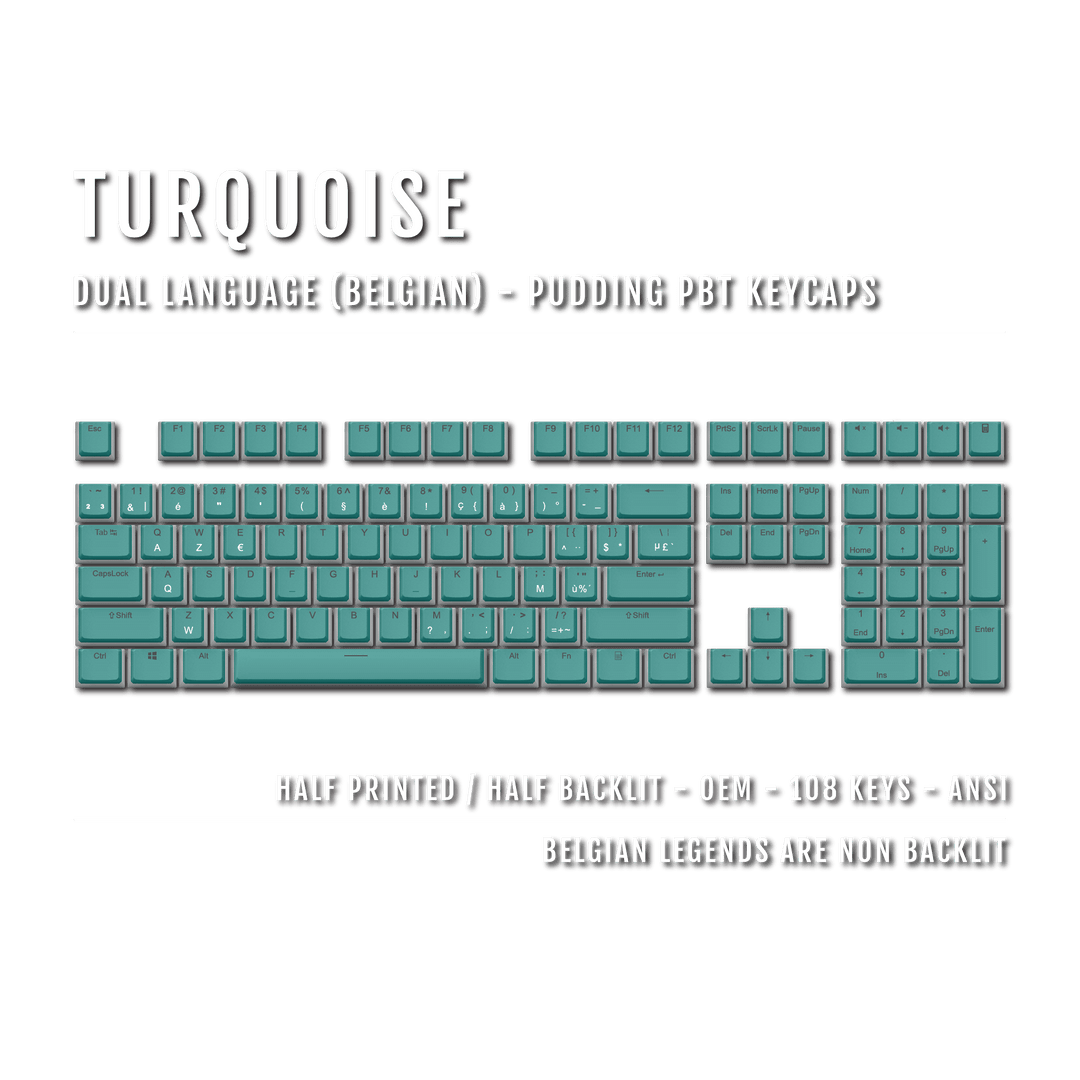 Turquoise Belgian Dual Language PBT Pudding Keycaps