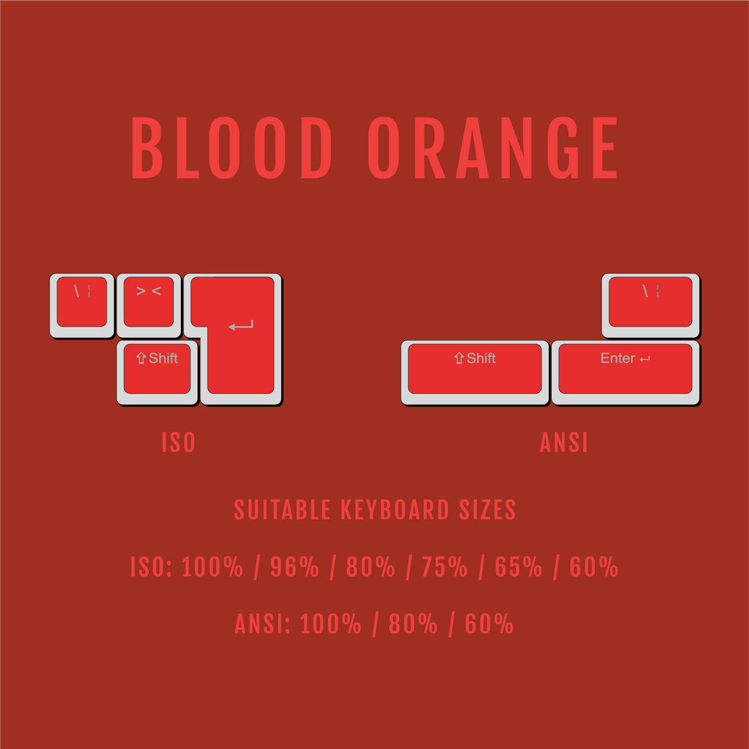 ANSI/ISO - Pudding Conversion Kit - Blood Orange Krome Keycaps LTD Conversion Kit