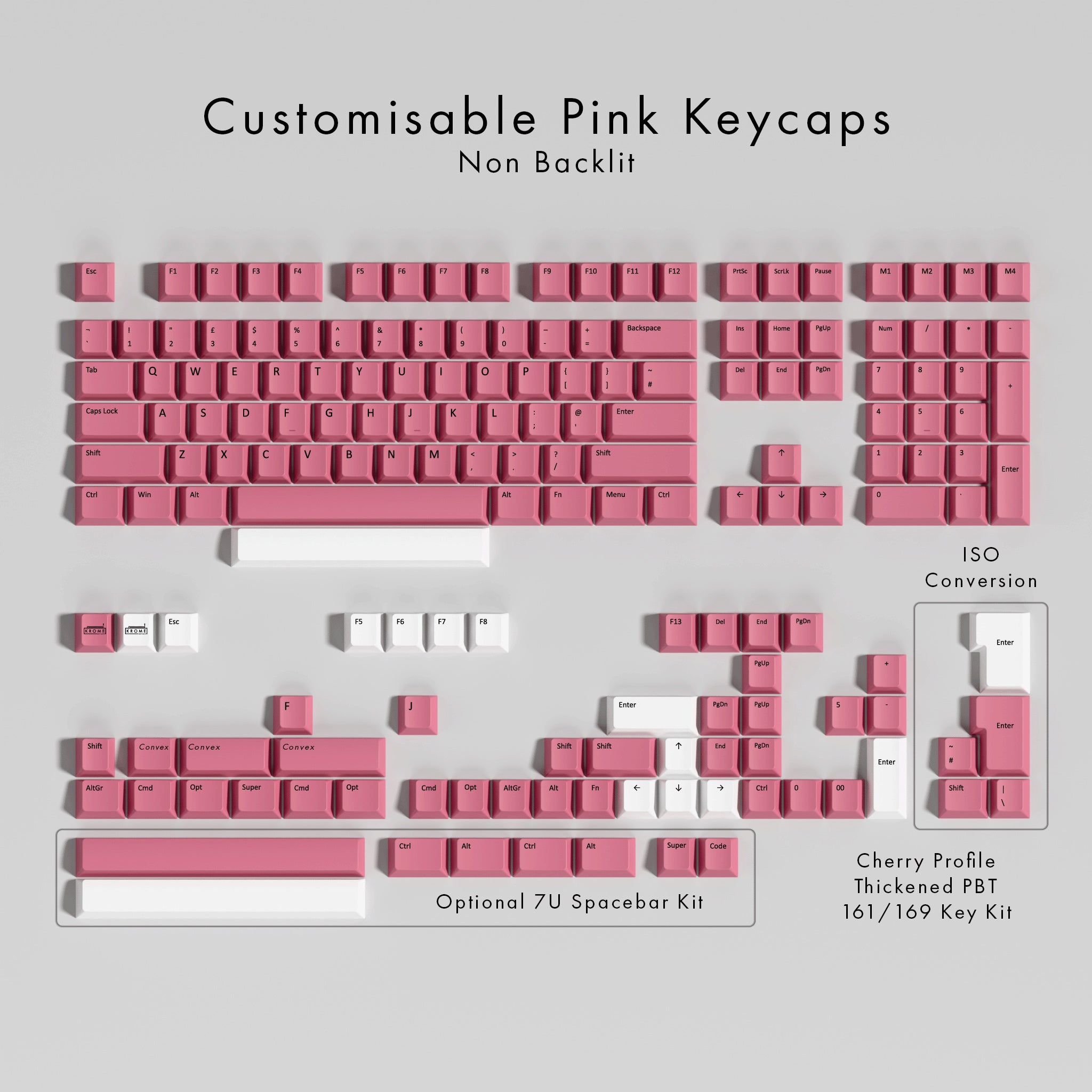 stina type K boat neck/brown pink Pサイズ Customisable Pink PBT Keycaps - Non-Backlit – Krome Keycaps LTD