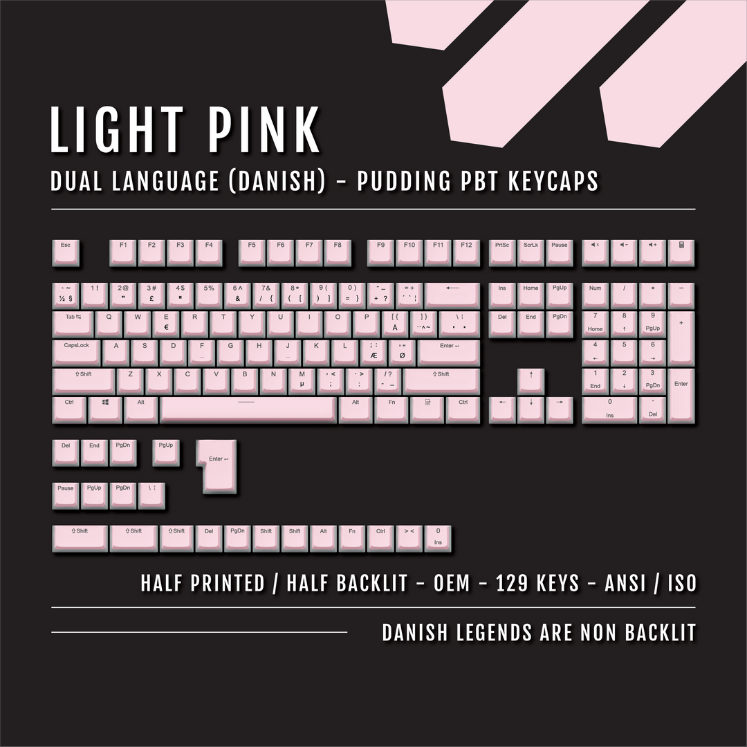 Light Pink Danish (ISO-DK) Dual Language PBT Pudding Keycaps