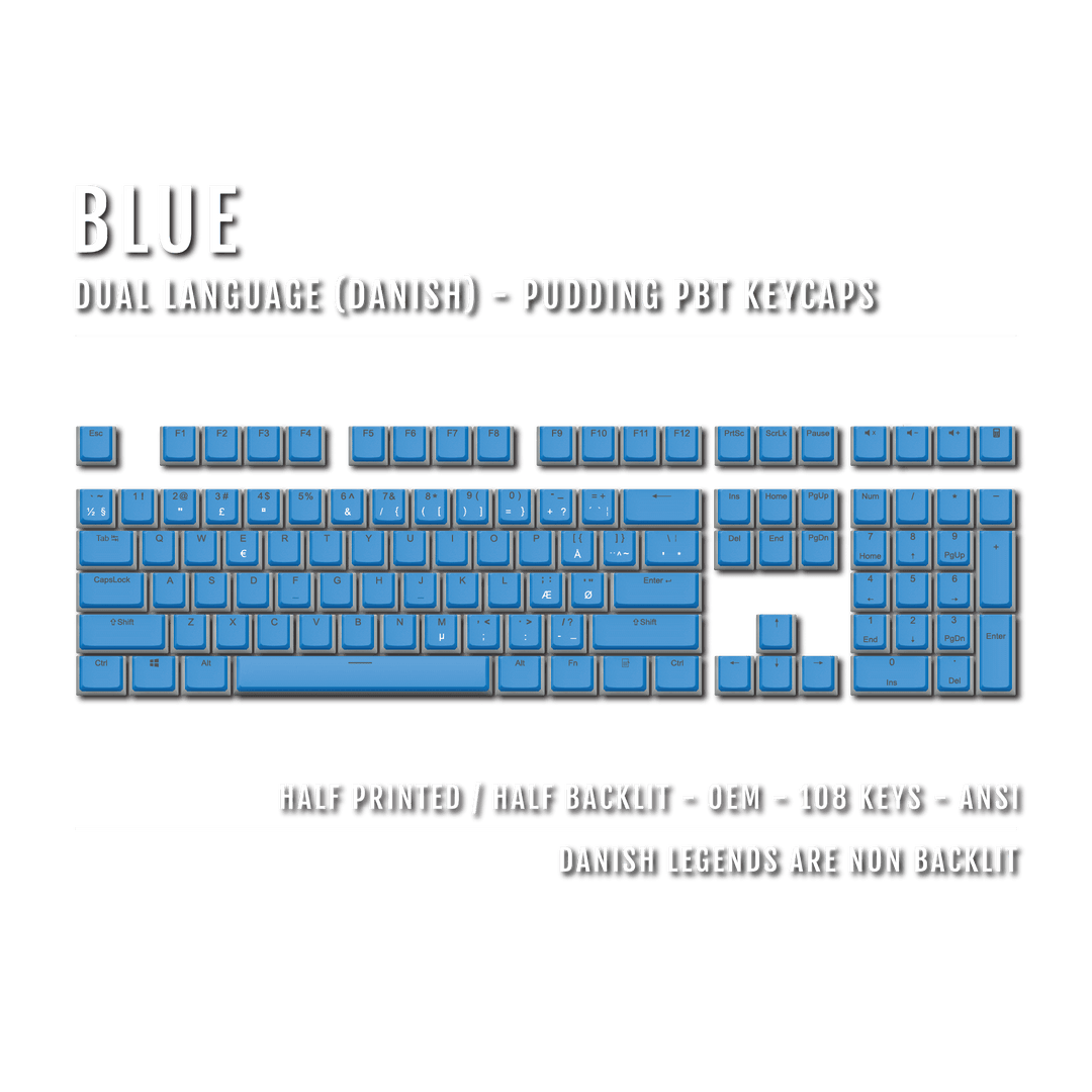 Blue Danish Dual Language PBT Pudding Keycaps