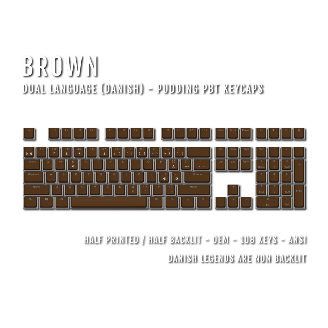 Brown Danish Dual Language PBT Pudding Keycaps