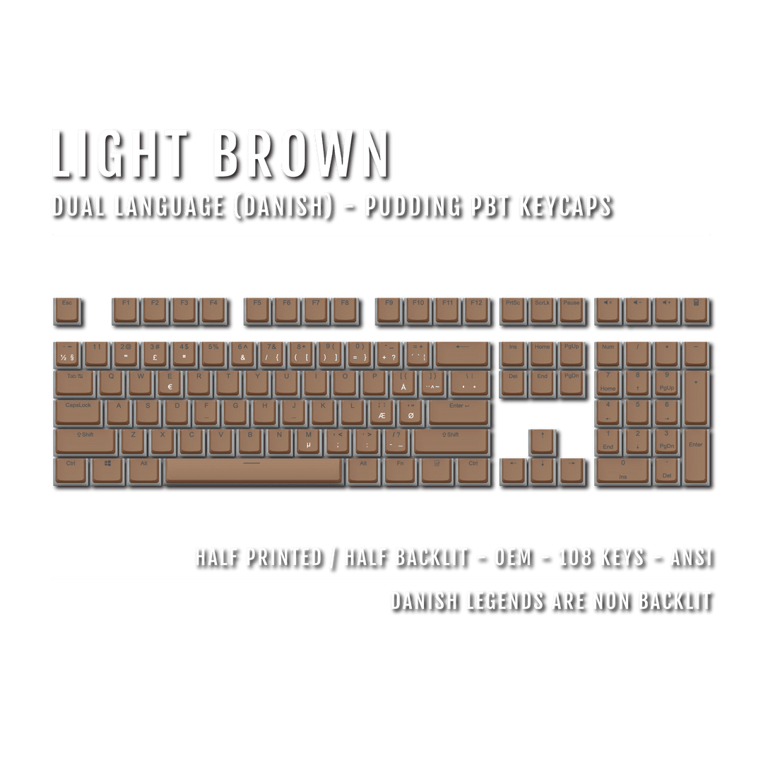 Light Brown Danish Dual Language PBT Pudding Keycaps