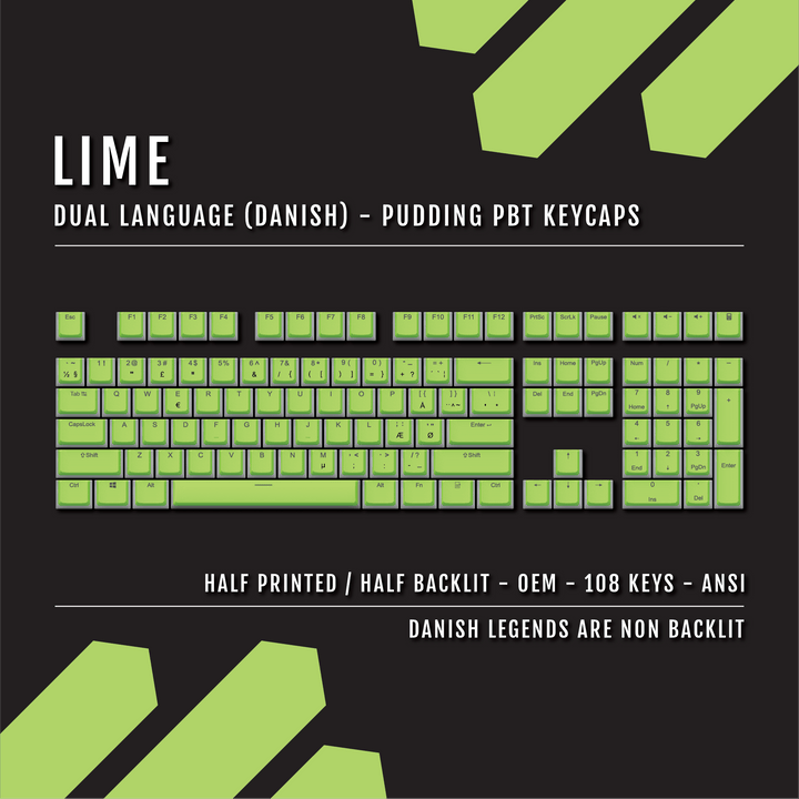Lime Danish Dual Language PBT Pudding Keycaps