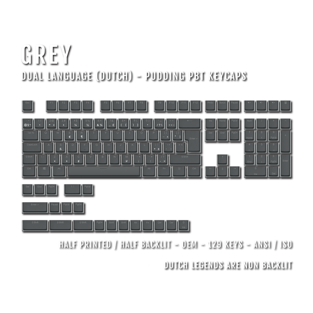 Grey Dutch (ISO-NL) Dual Language PBT Pudding Keycaps