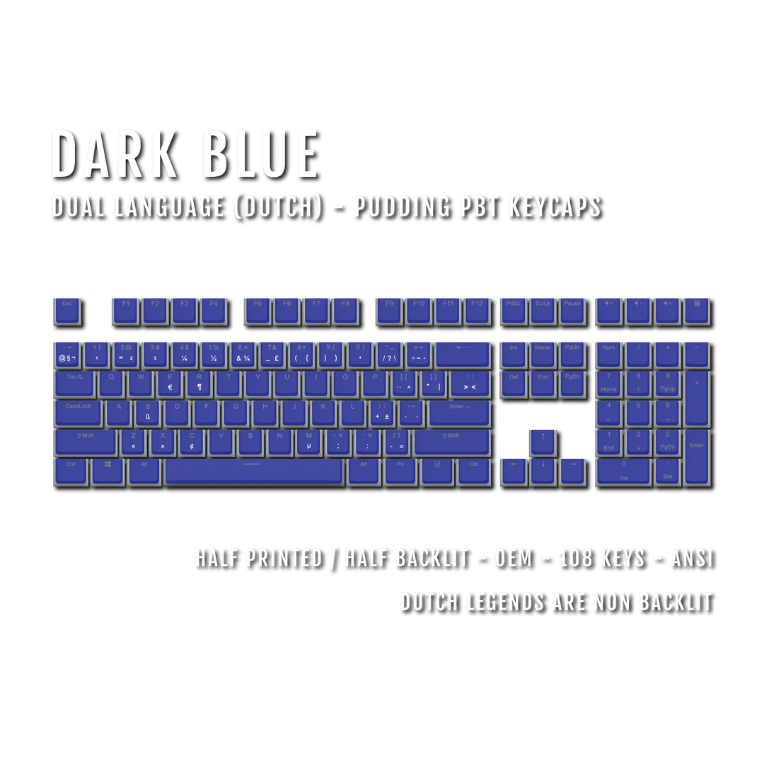 Dark Blue Dutch Dual Language PBT Pudding Keycaps