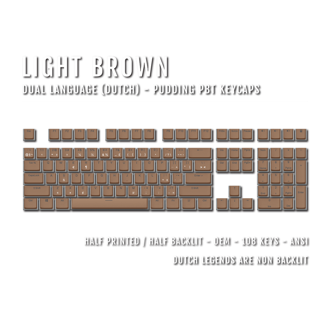Light Brown Dutch Dual Language PBT Pudding Keycaps