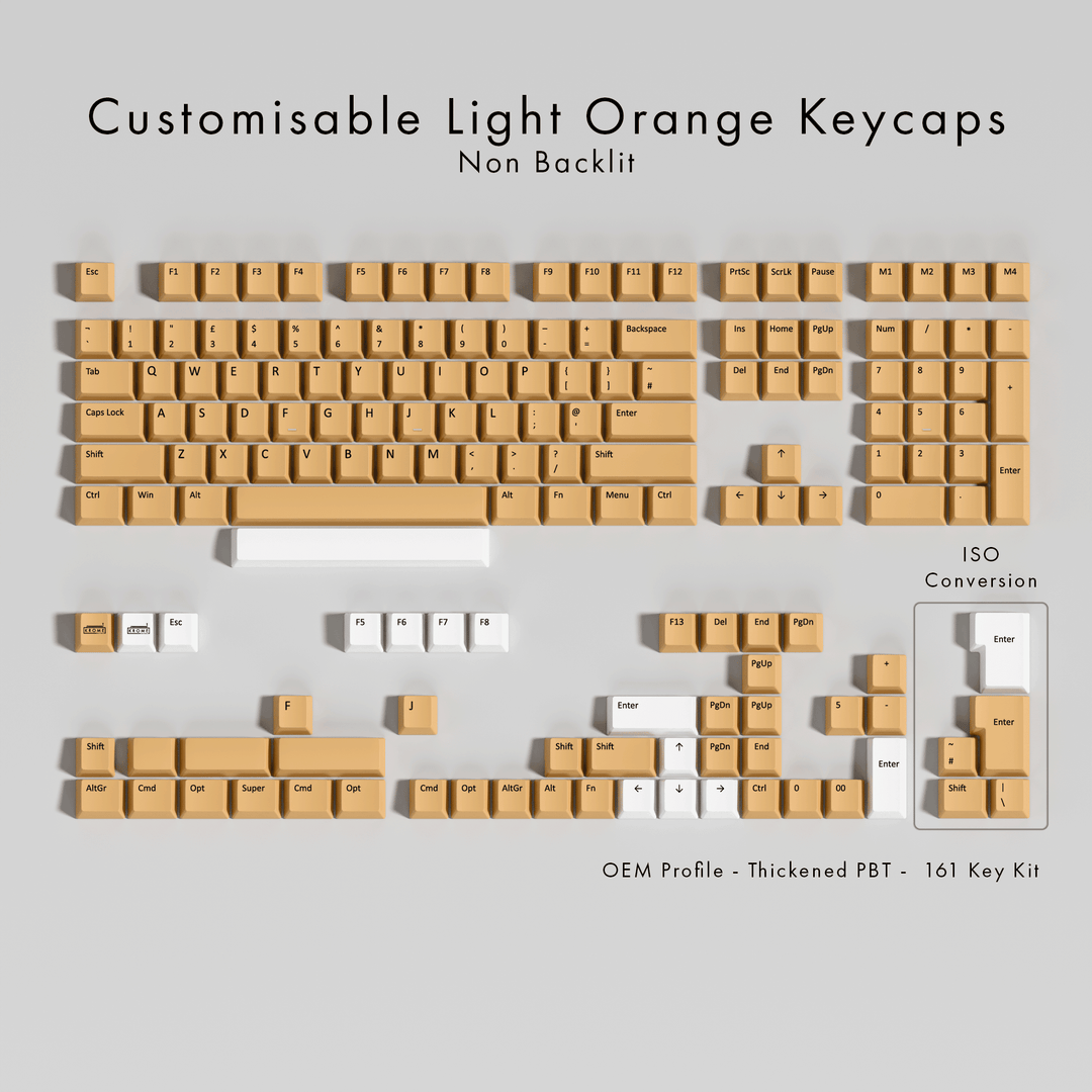Customisable Light Orange PBT Keycaps - Non-Backlit