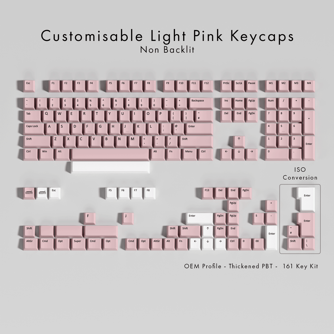 Customisable Light Pink PBT Keycaps - Non-Backlit
