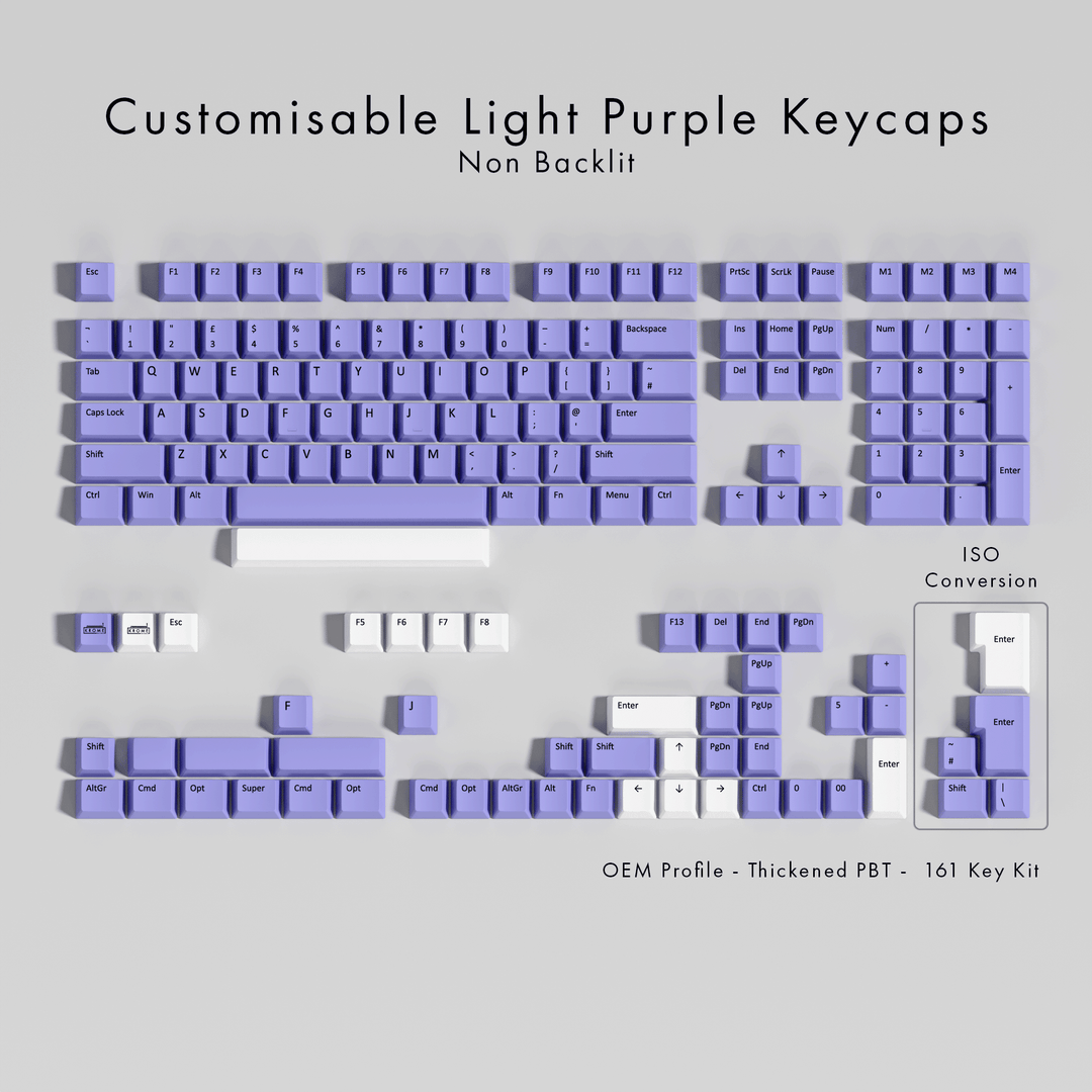 Customisable Light Purple PBT Keycaps - Non-Backlit