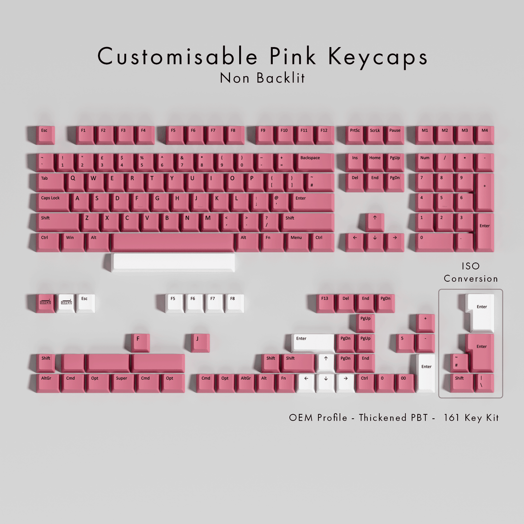 Customisable Pink PBT Keycaps - Non-Backlit