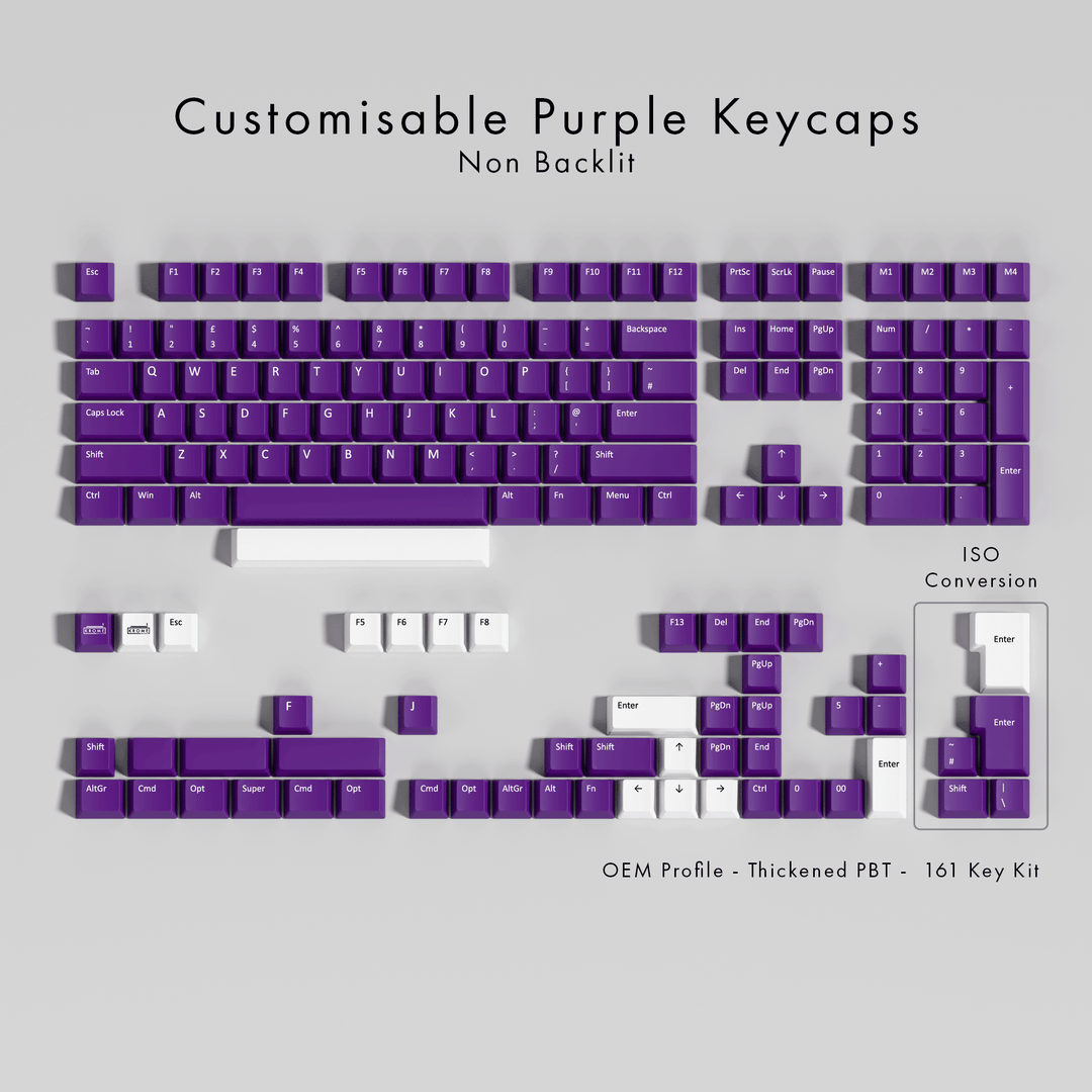 Customisable Purple PBT Keycaps - Non-Backlit