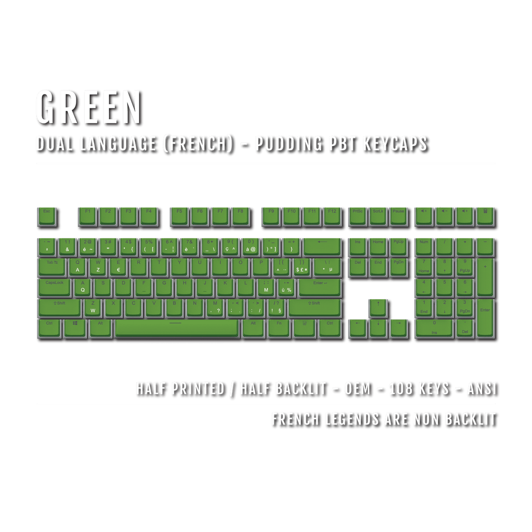 Green French Dual Language PBT Pudding Keycaps