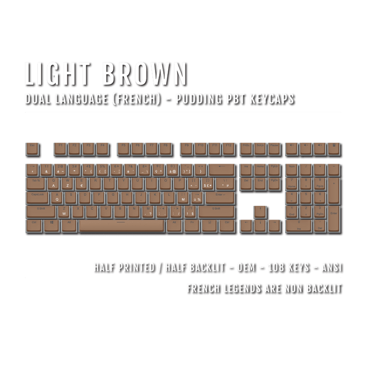Light Brown French Dual Language PBT Pudding Keycaps
