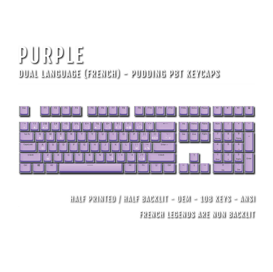 Purple French Dual Language PBT Pudding Keycaps