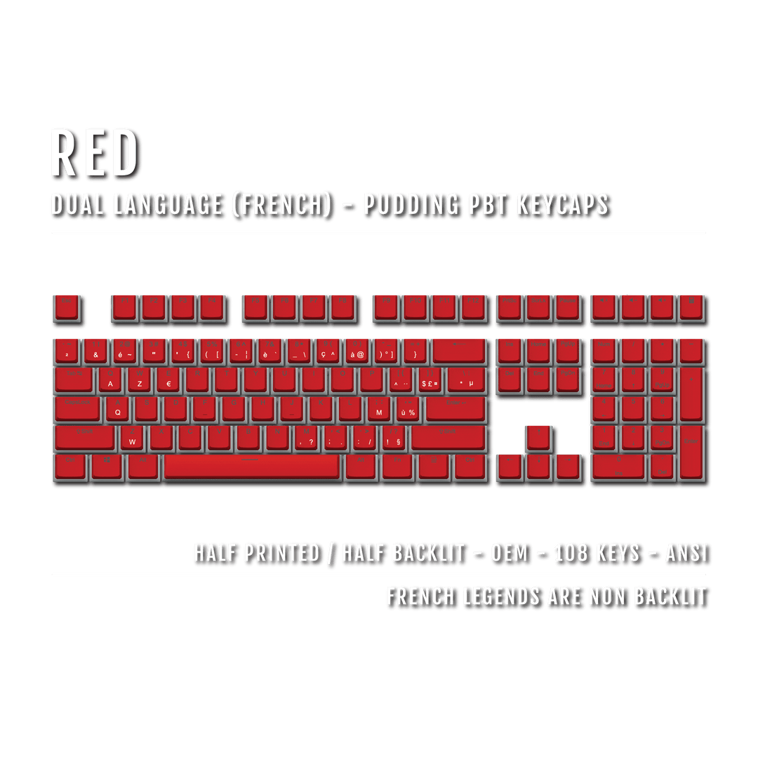 Red French Dual Language PBT Pudding Keycaps