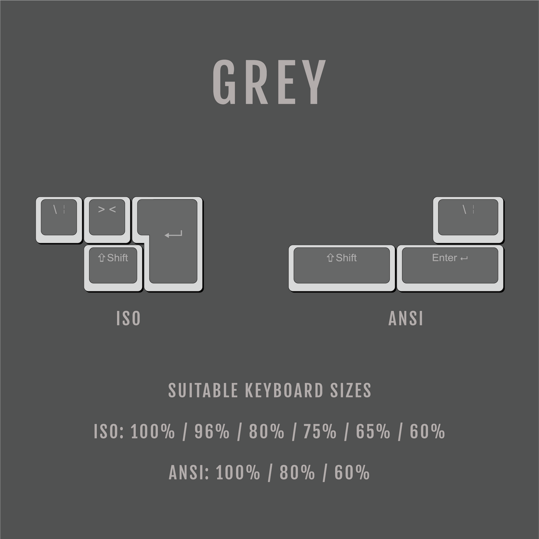 ANSI/ISO - Pudding Conversion Kit - Grey Krome Keycaps LTD Conversion Kit