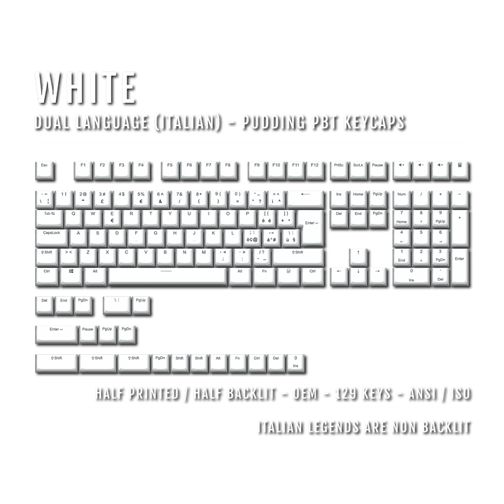 White Italian (ISO-IT) Dual Language PBT Pudding Keycaps