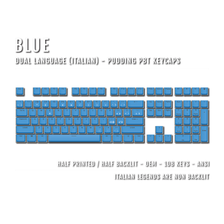 Blue Italian Dual Language PBT Pudding Keycaps