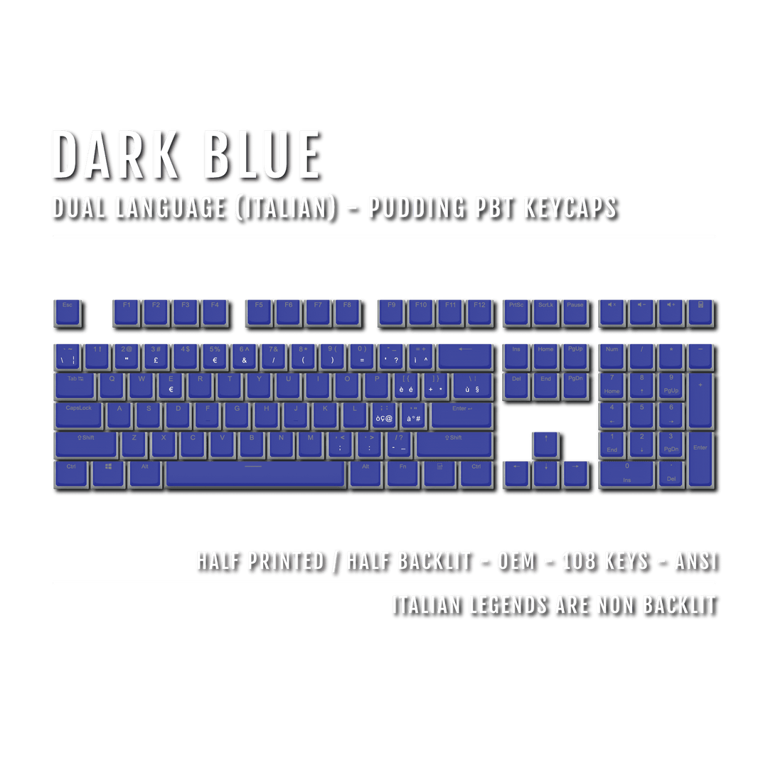 Dark Blue Italian Dual Language PBT Pudding Keycaps