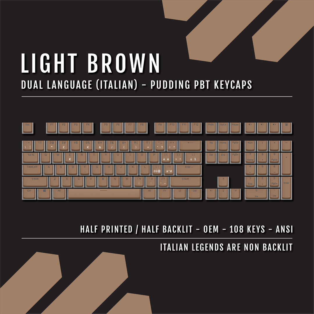 Light Brown Italian Dual Language PBT Pudding Keycaps