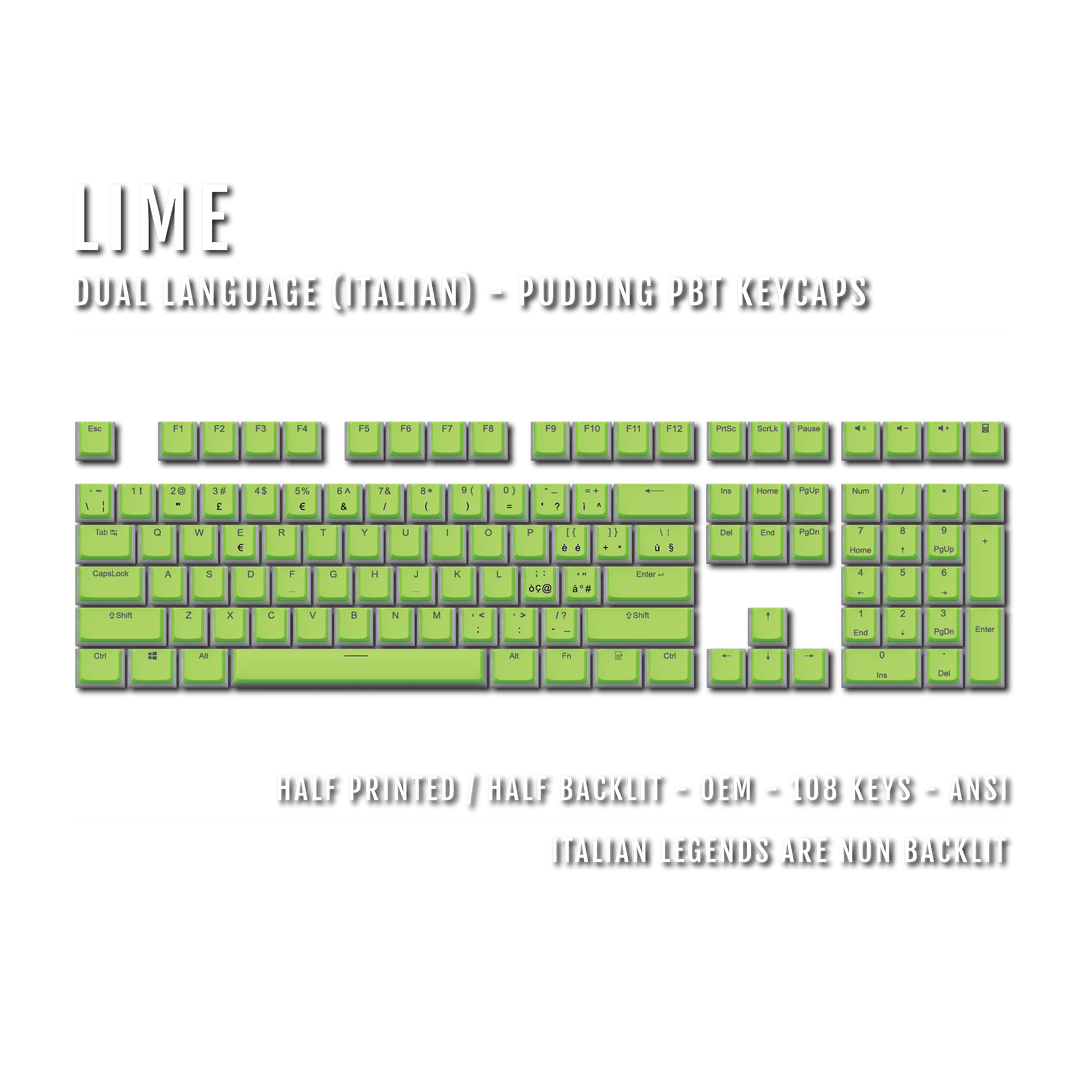 Lime Italian Dual Language PBT Pudding Keycaps