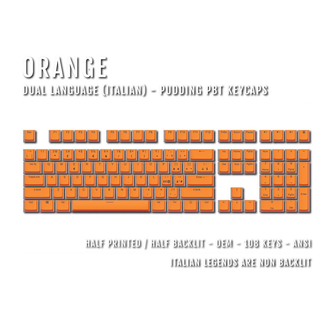 Orange Italian Dual Language PBT Pudding Keycaps