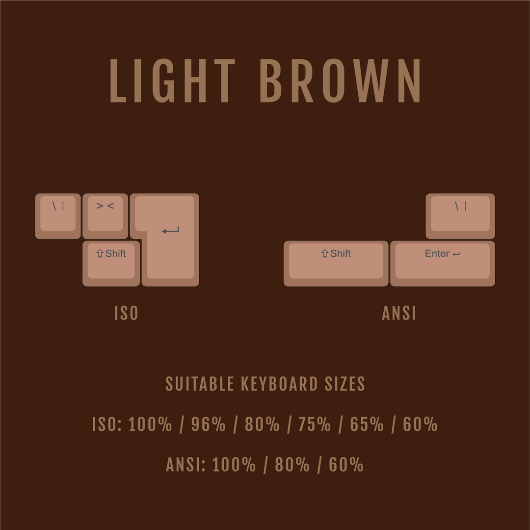 ANSI/ISO - Standard Conversion Kits - Light Brown Krome Keycaps LTD Conversion Kit