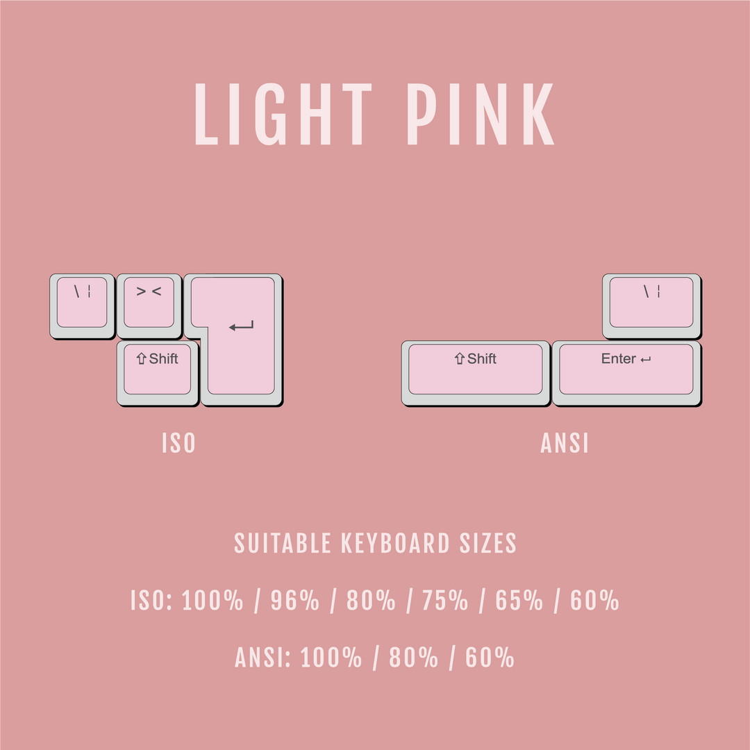 ANSI/ISO - Pudding Conversion Kit - Light Pink Krome Keycaps LTD Conversion Kit