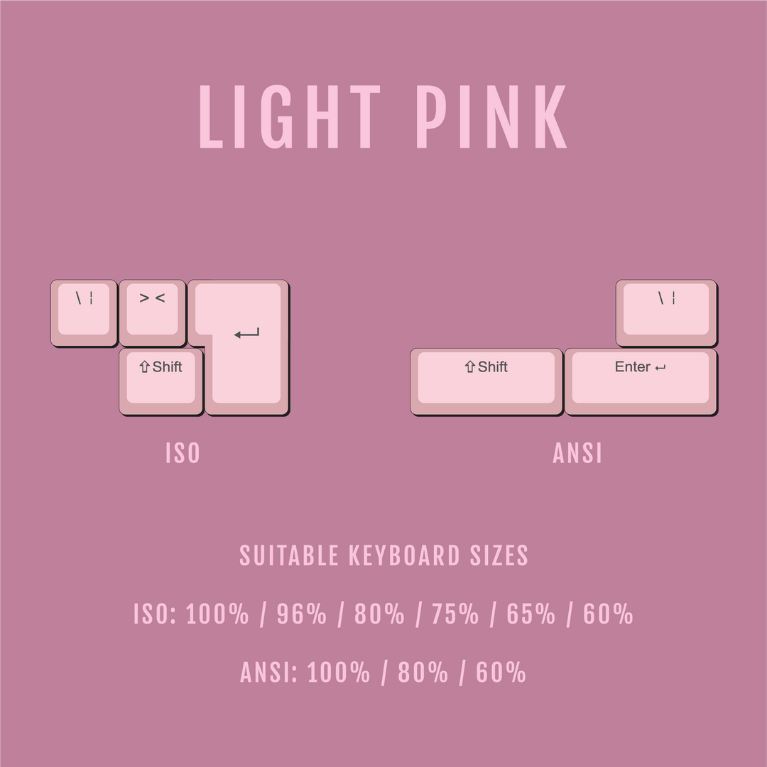 ANSI/ISO - Standard Conversion Kits - Light Pink Krome Keycaps LTD Conversion Kit