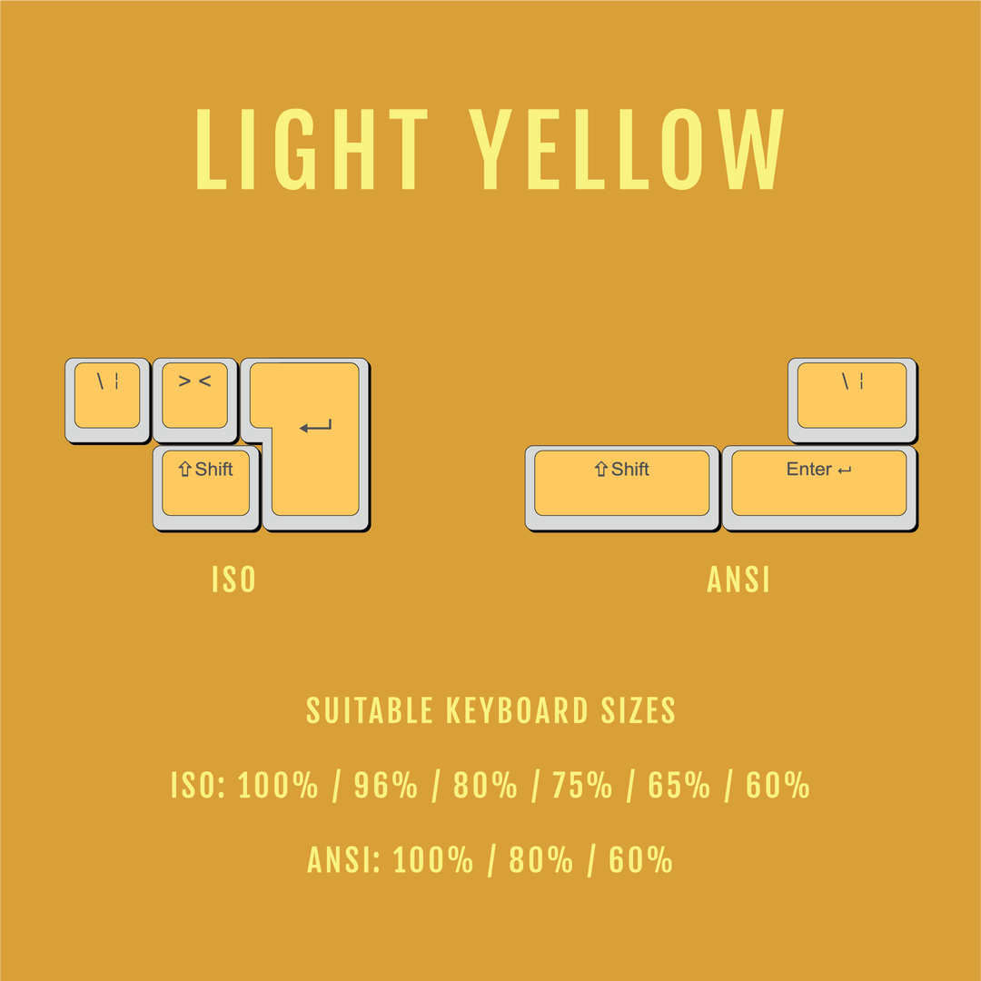 ANSI/ISO - Pudding Conversion Kit - Light Yellow Krome Keycaps LTD Conversion Kit
