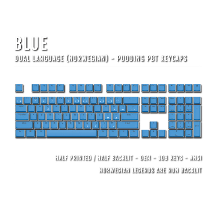 Blue Norwegian Dual Language PBT Pudding Keycaps