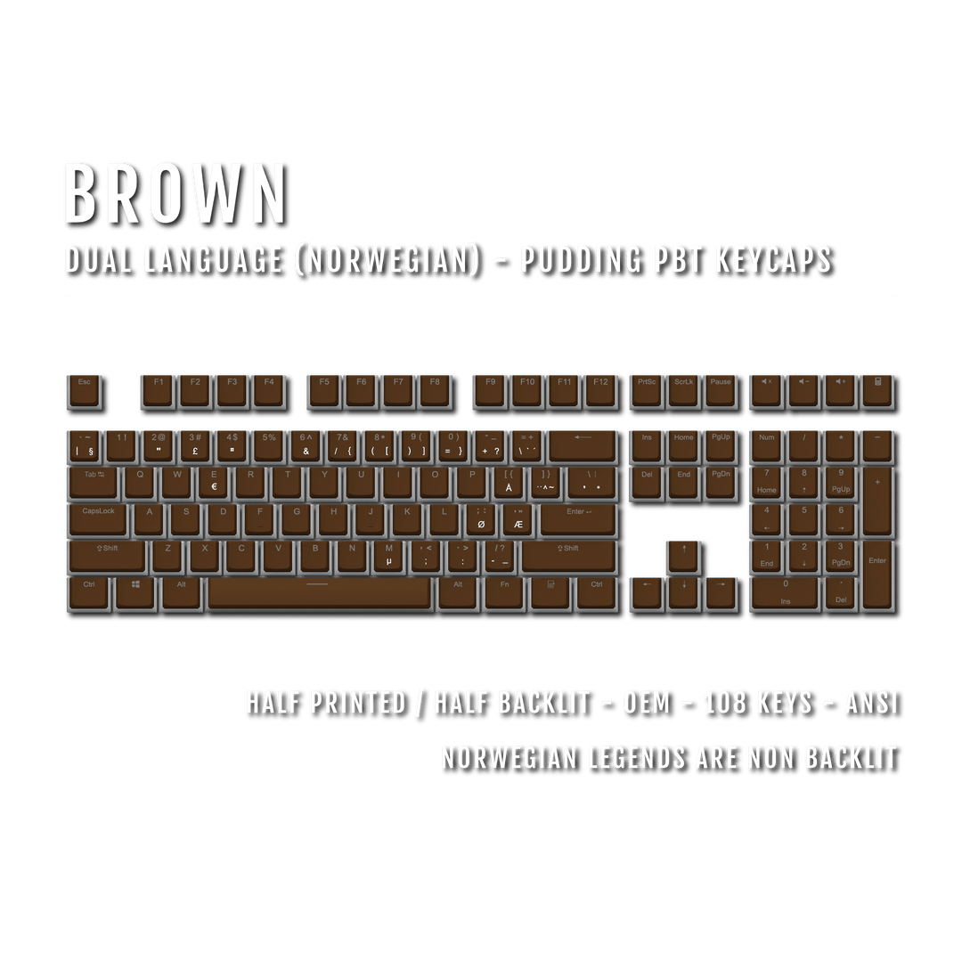 Brown Norwegian Dual Language PBT Pudding Keycaps