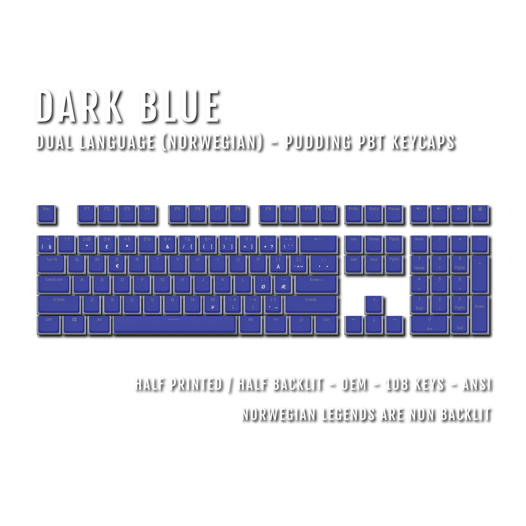 Dark Blue Norwegian Dual Language PBT Pudding Keycaps