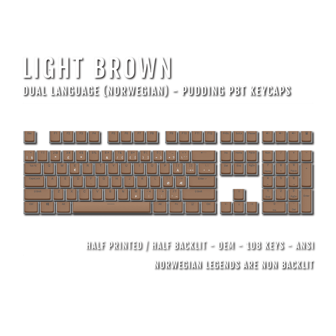 Light Brown Norwegian Dual Language PBT Pudding Keycaps