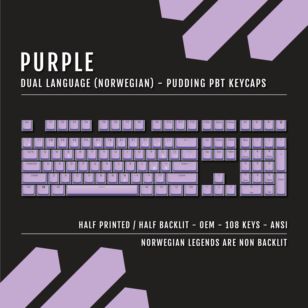 Purple Norwegian Dual Language PBT Pudding Keycaps