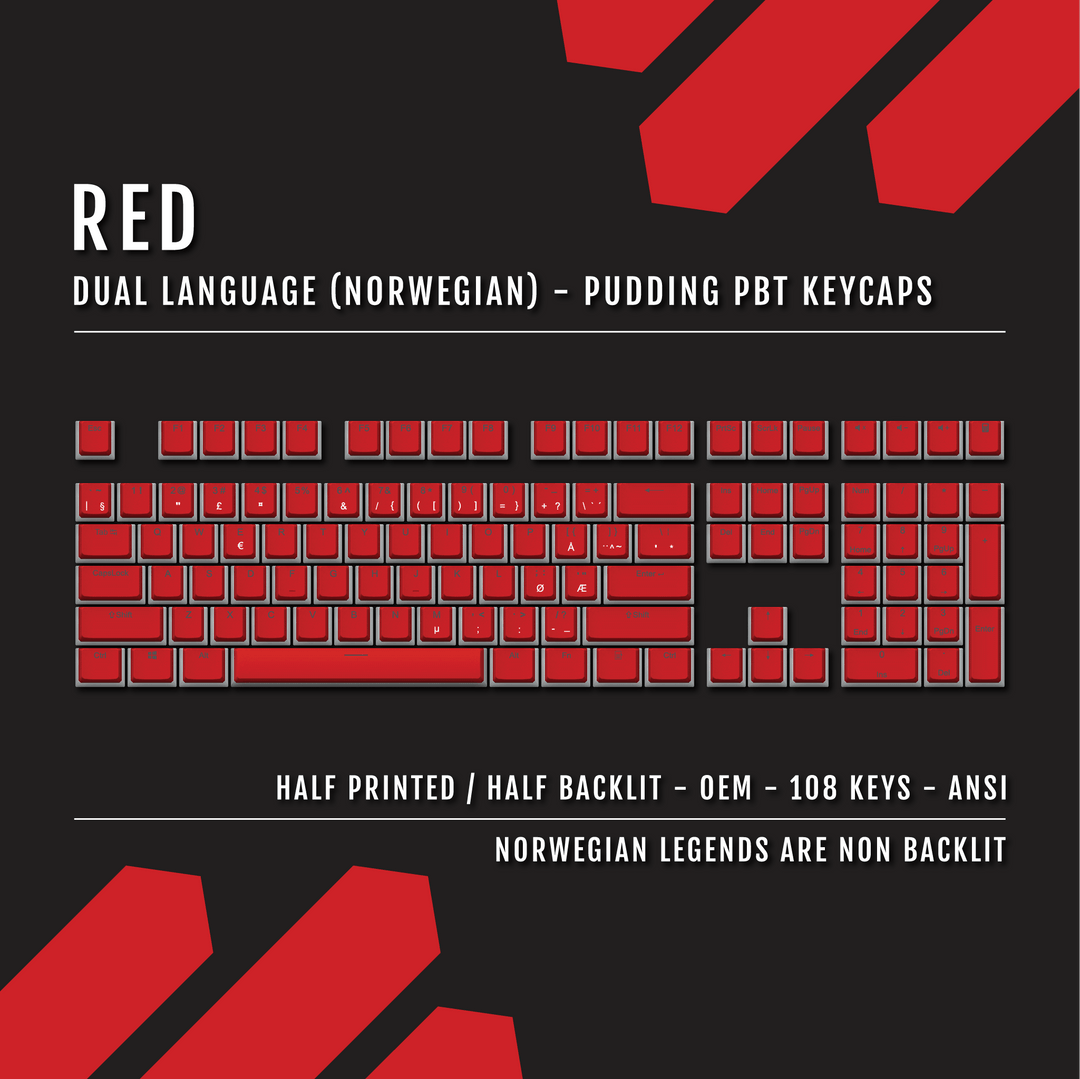 Red Norwegian Dual Language PBT Pudding Keycaps