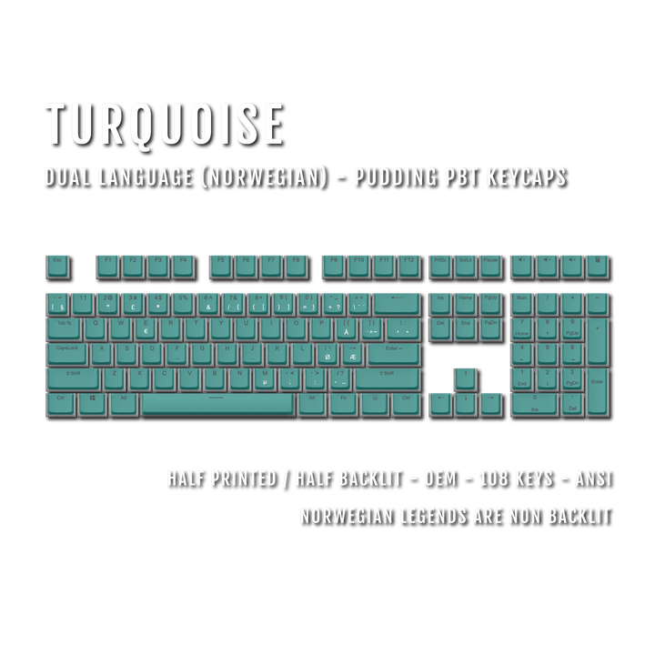 Turquoise Norwegian Dual Language PBT Pudding Keycaps
