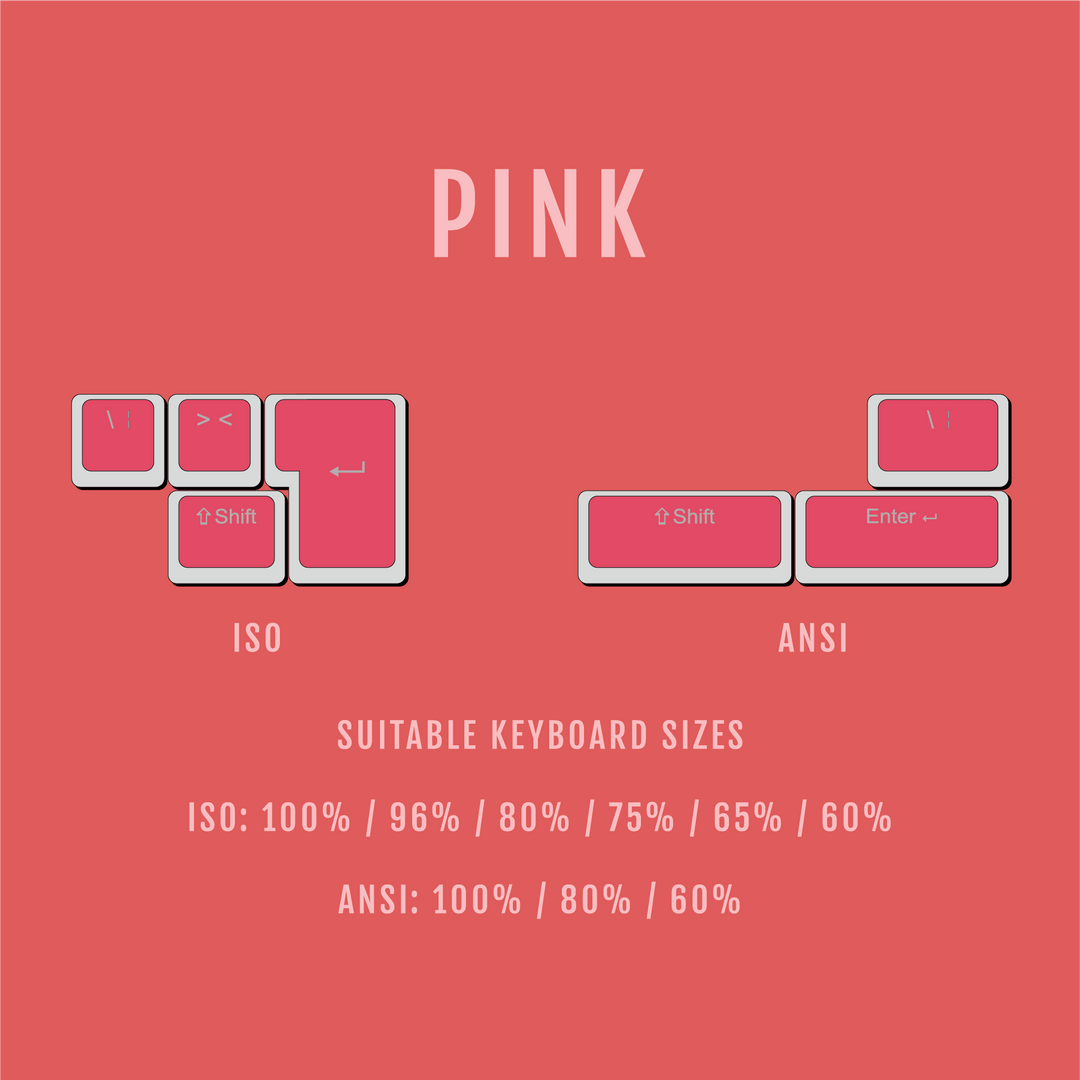 ANSI/ISO - Pudding Conversion Kit - Pink Krome Keycaps LTD Conversion Kit