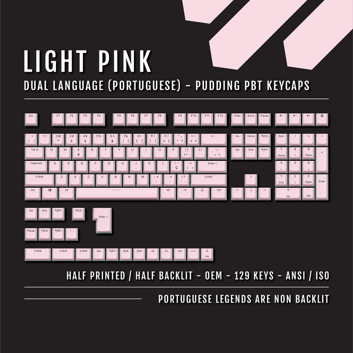 Light Pink Portuguese (ISO-PT) Dual Language PBT Pudding Keycaps