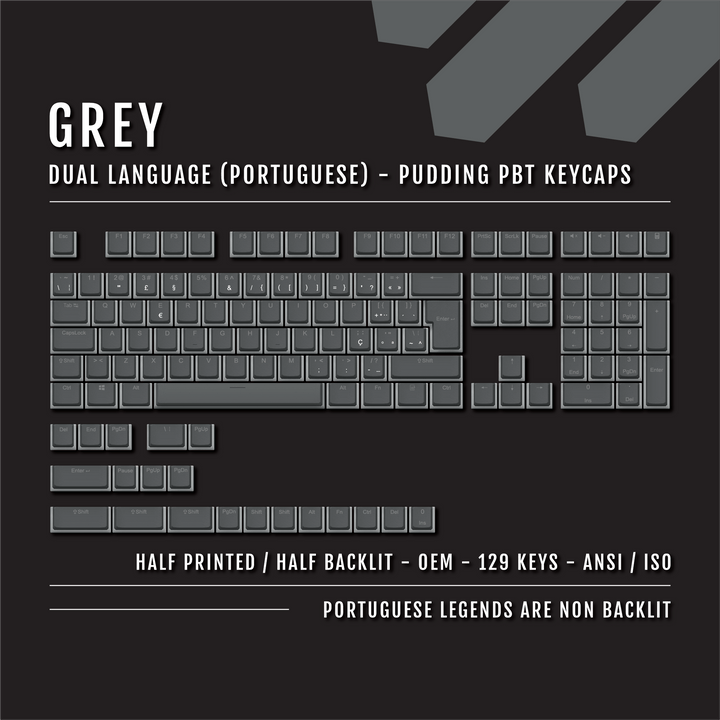 Grey Portuguese (ISO-PT) Dual Language PBT Pudding Keycaps