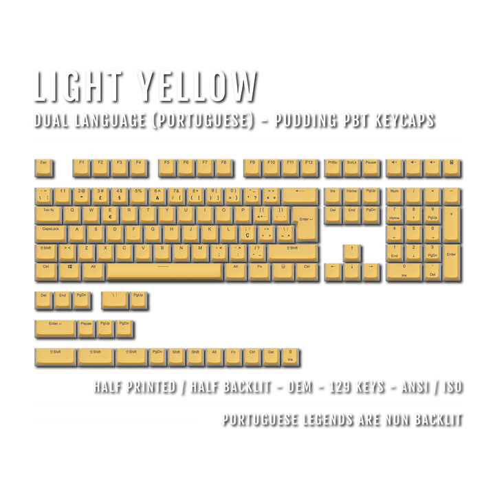 Light Yellow Portuguese (ISO-PT) Dual Language PBT Pudding Keycaps