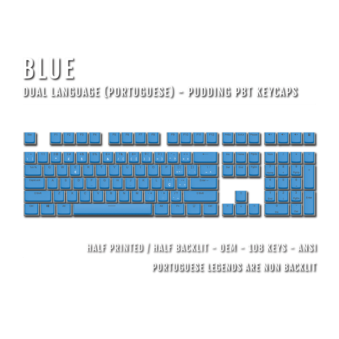 Blue Portuguese Dual Language PBT Pudding Keycaps