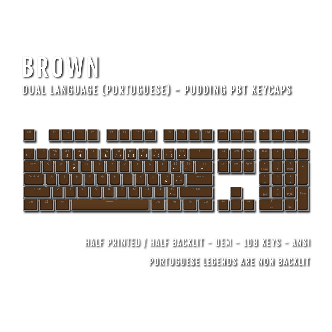 Brown Portuguese Dual Language PBT Pudding Keycaps