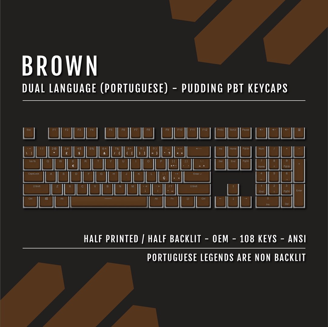 Brown Portuguese Dual Language PBT Pudding Keycaps