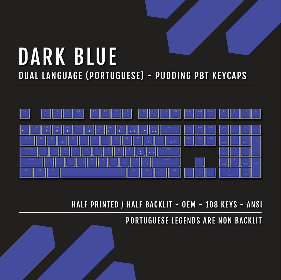 Dark Blue Portuguese Dual Language PBT Pudding Keycaps